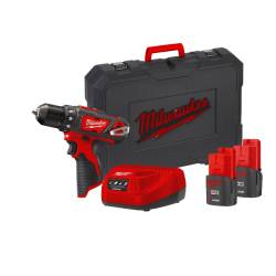 Milwaukee cordless drill set with BATTERY: M12BDD-0, 1 x M12B2, 1 x C12C, 1 x BMC   4933479439